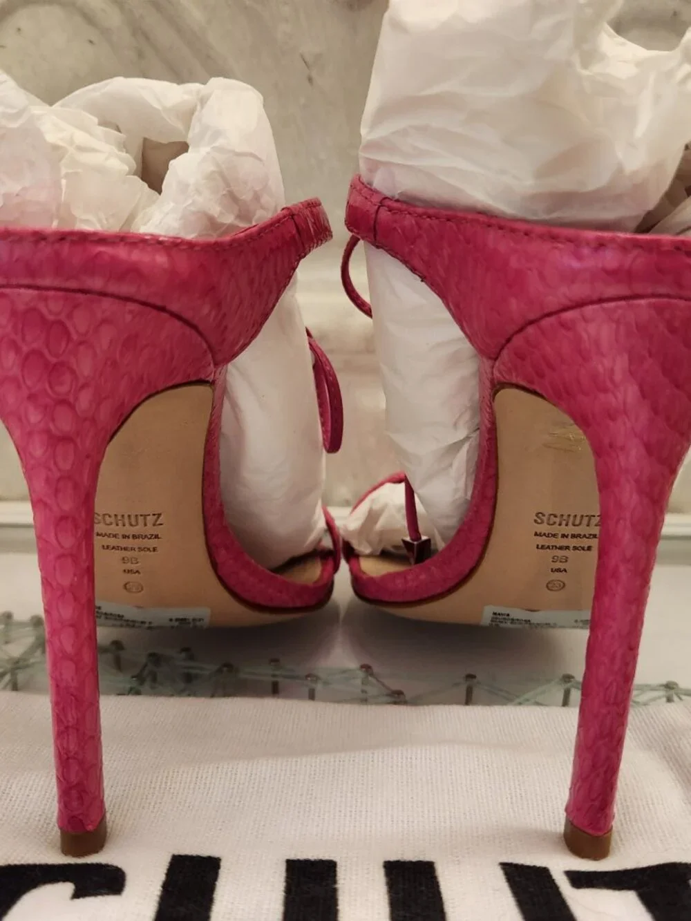 SCHUTZ Women's Mavis Heel Sandals. Leather. Paradise Pink. NIB. Size Various
